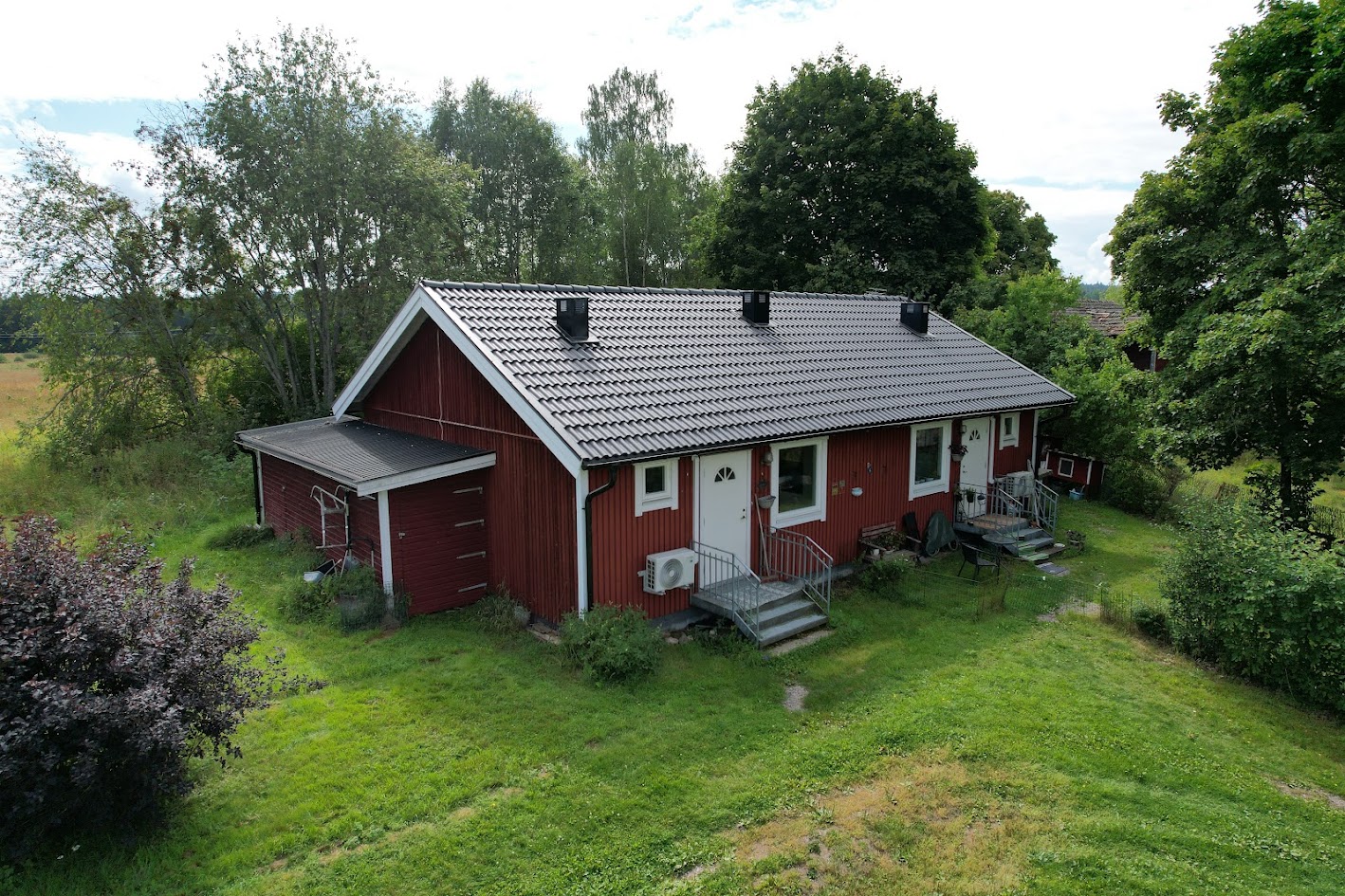 red house seen from above